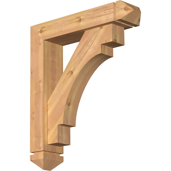 Ekena Millwork Merced Arts and Crafts Smooth Bracket w/ Offset Brace, Western Red Cedar, 5 1/2"W x 24"D x 28"H BKT0604X24X28MRC03SWR - main